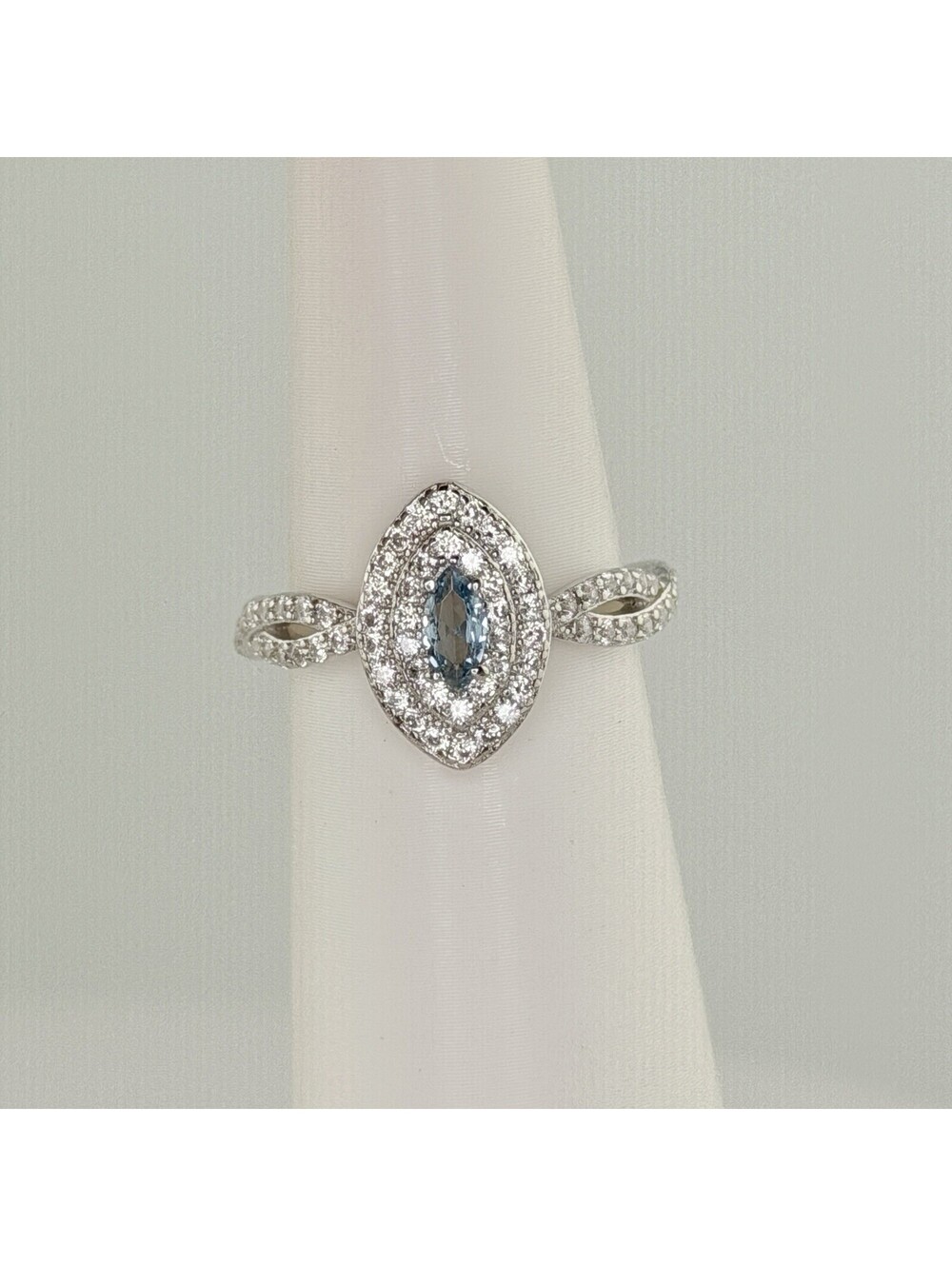 Bomb Party Ring Sz 7 STERLING CLUB RBP5682 Blue Zircon Spinel .925 Silver RETRO